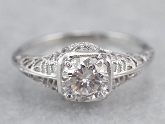 Filigree solitaire shop engagement ring