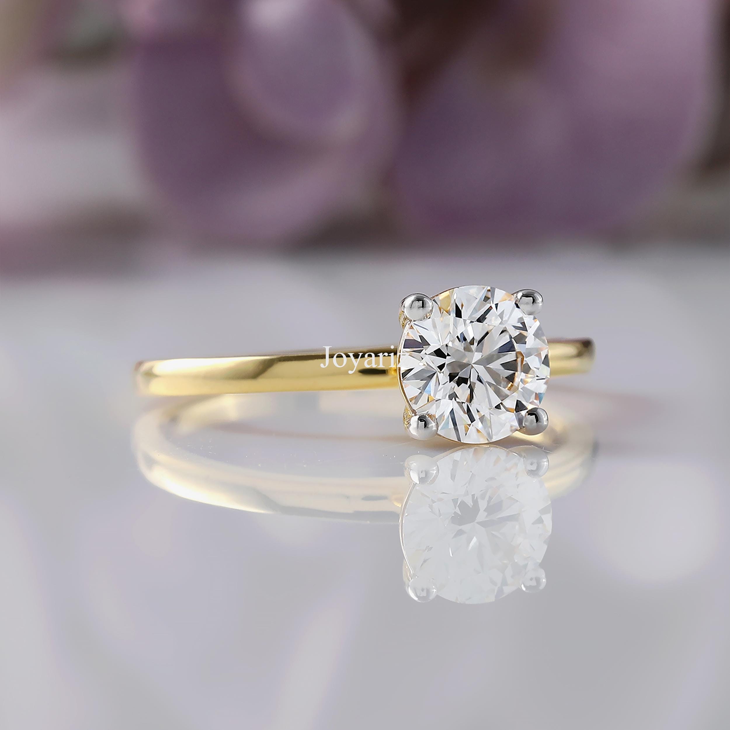 Solitaire Lab Grown Diamond Ring, 0.75 CT Round Cut Lab  display picture 1