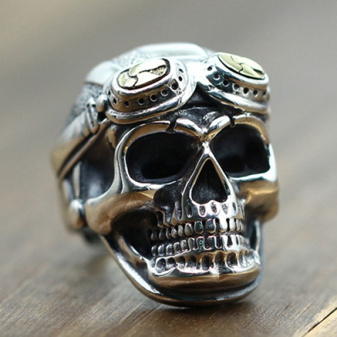 AERONAUT pilot skull ring aviator pilot skulls skull rings Etsy