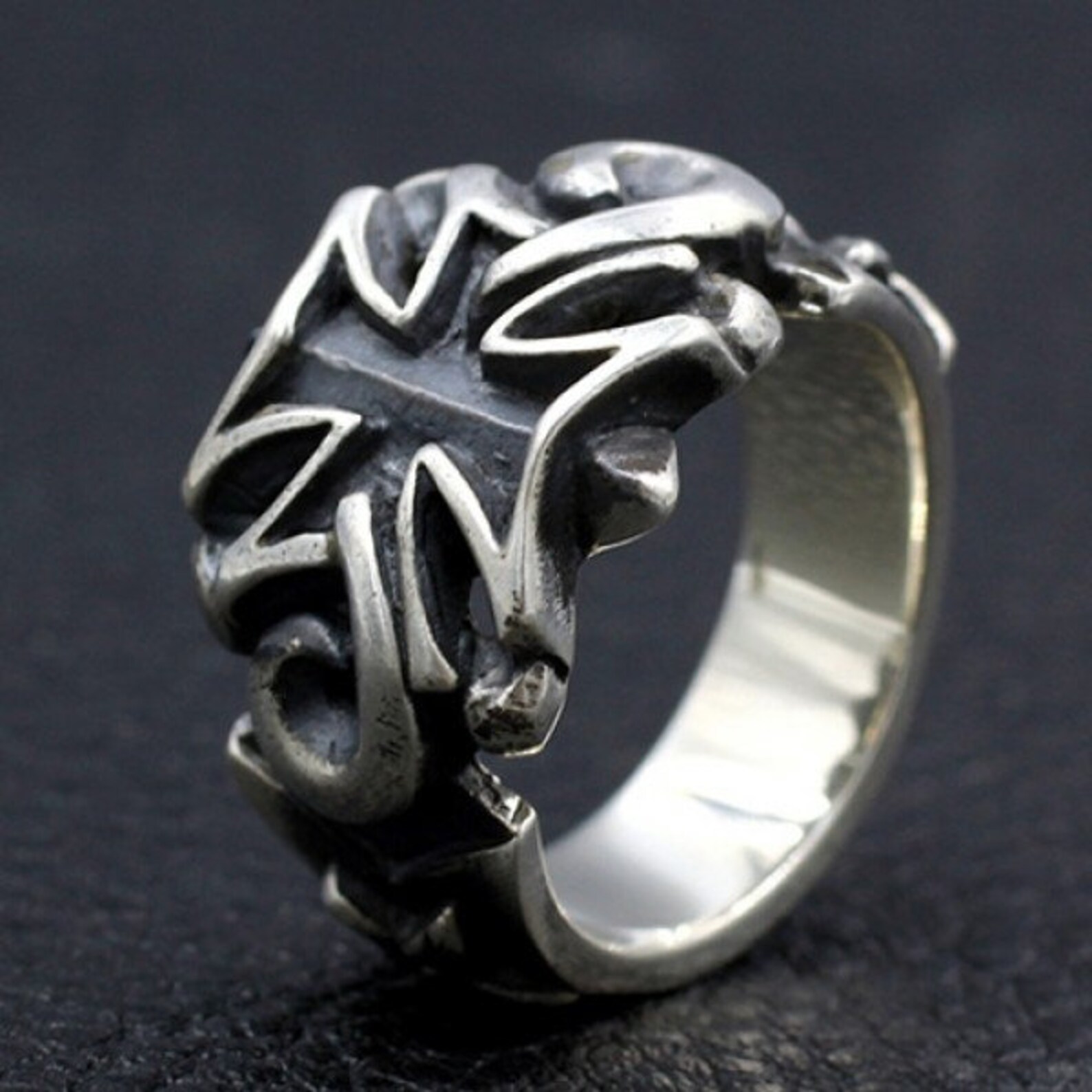 Iron Cross Ring Gothic Handmade for Rocker 925 Sterling Etsy
