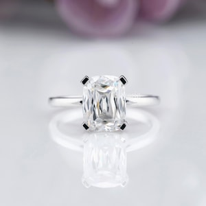 Anello solitario con diamante sintetico taglio a croce, anello a pietra singola certificato IGI, anello impilabile, anello in oro 14 carati per lei, ideale come regalo.