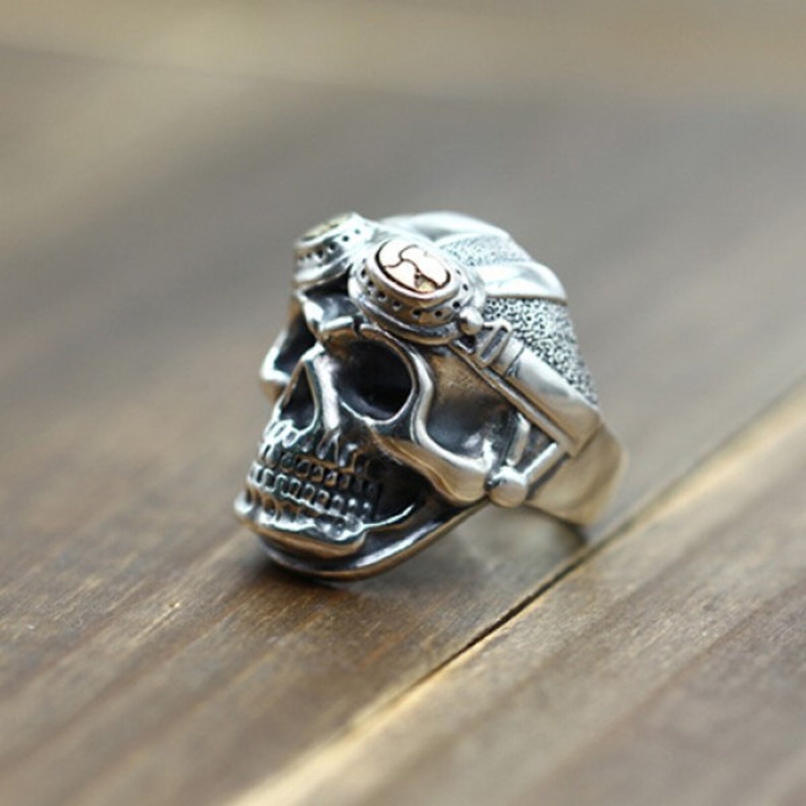 AERONAUT pilot skull ring aviator pilot skulls skull rings Etsy