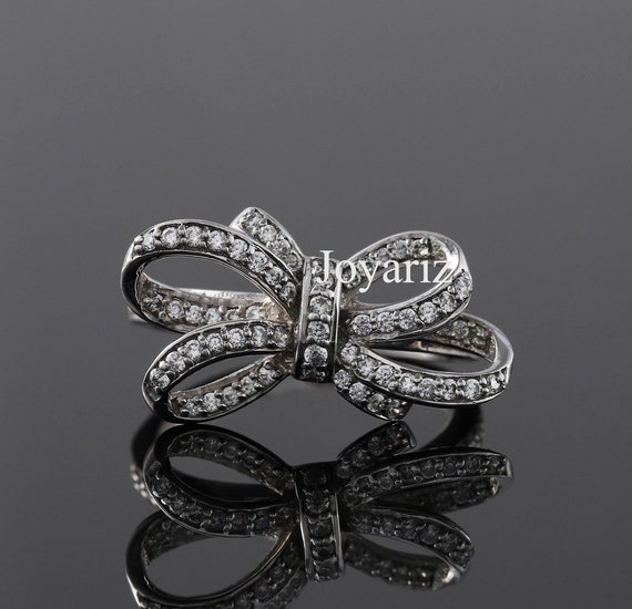 Jewelers Black Diamond Bow Ring Vera Wang Love Collection Black
