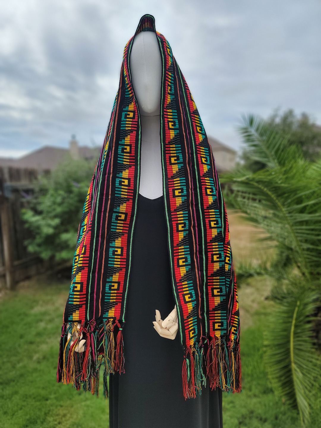 Mexican Shawl Made With Cambaya Fabric Rebozo Mexicano Hecho Etsy