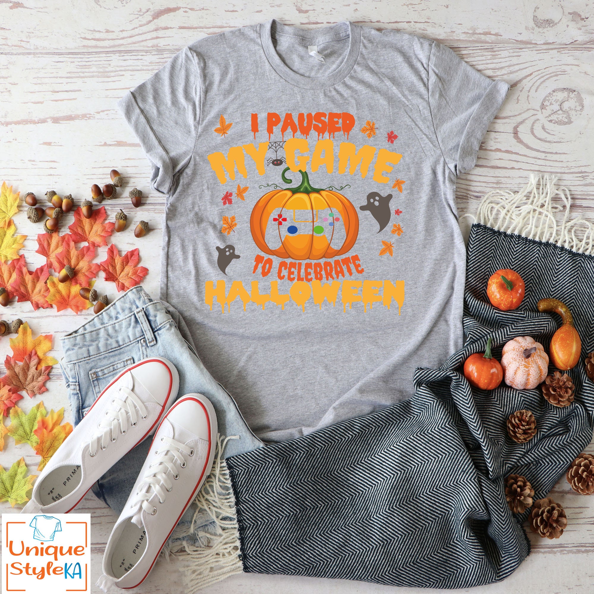 Discover I Paused My Game To Celebrate Halloween, Video Games Lover Gift, Halloween Shirt, Halloween Gamer, Funny Halloween Video Gamer Design Gift