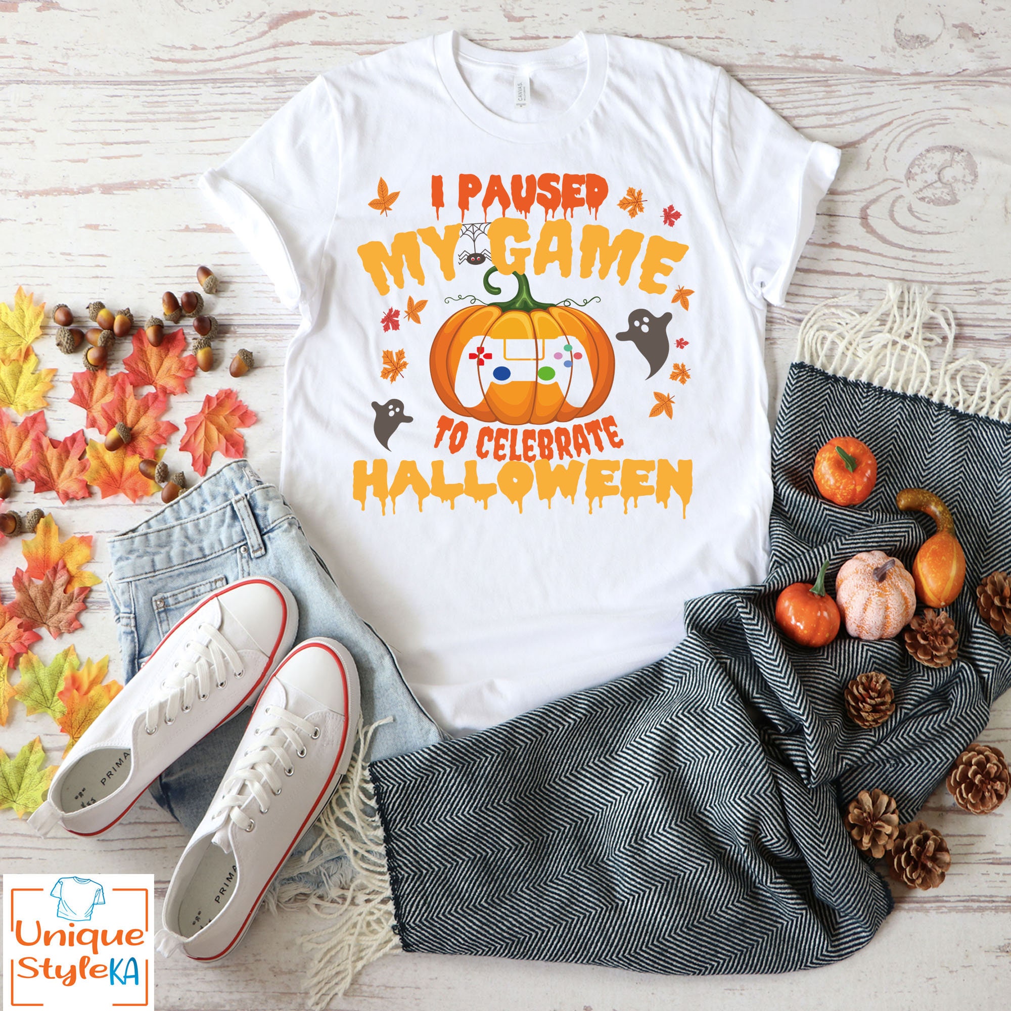 Discover I Paused My Game To Celebrate Halloween, Video Games Lover Gift, Halloween Shirt, Halloween Gamer, Funny Halloween Video Gamer Design Gift