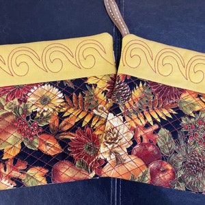 A Pair of Quilted Potholder/Hot Pads, Fall Fabric