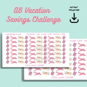 A6 Vacation Savings Challenge: Travel Budget Tracker (Digital Download)