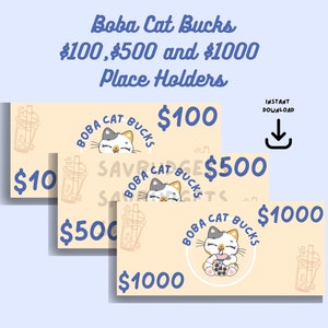 Segnaposto Boba Cat Bucks: budget di cassa stampabile (download digitale)