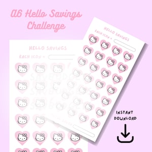 A6 Kawaii Kitty Savings Challenge: Cash Stuffing Tracker (Digital Download)