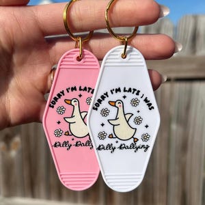 Dilly Dally Keychain| Pink Motel Keychain | Cute Keychain | House Keys | Retro Motel Keychain | Car Accessories | Girls Night Gift
