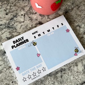 Bloco de notas diário 4x6 para organização/produtividade fofa | Bloco de notas diário | Bloco de notas 4x6 | Bloco de notas para lista de tarefas | Papelaria fofa