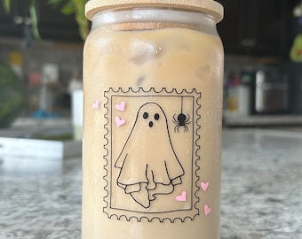 Retro Halloween-mugg | Spökglasmugg | Söt spökmugg | Halloween-mugg | Läskig glasmugg | Halloweenpresent