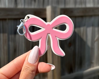 Coquette Bow Keychain| Pink Acrylic Keychain | Cute Keychain | House Keys | 3D Printed Keychain | Car Accessories | Girls Night Gift