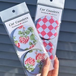 Car Coasters| Set of 2 Car Floral Coasters| Cute Car Accessories| Cup Holder Coasters| Daisy Car Coasters