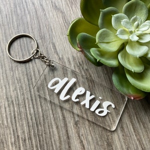 Personalisierte Name Acryl Schlüsselbund | Minimalist Name Schlüsselbund | Benutzerdefinierte Name Schlüsselbund | Brautjungfer Geschenk | Hausschlüssel