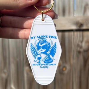 Alone Time Keychain| Angel Motel Keychain | Cute Keychain | House Keys | Retro Motel Keychain | Car Accessories | Girls Night Gift