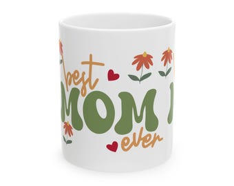 Taza de cerámica con estampado floral "Mamá para siempre" – Regalo para el Día de la Madre
