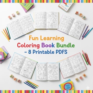 Kids Coloring Book Bundle | Fun Learning Activity Pages (8 Printable PDFs)