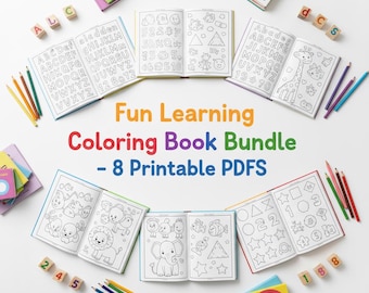 Druckbares Malbuch-Bundle für Kinder | Digital Download Malvorlagen | Mitmachbuch PDF | Individuelles Malbuch | Kinder Ausmalbilder