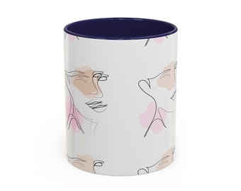 Taza de café con cara abstracta: artículos de arte moderno y artístico