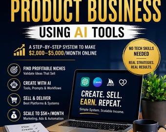 Guía de productos digitales de IA / Gana dinero online en 2026 / Libro electrónico sobre ingresos pasivos / Vende plantillas, planificadores e imprimibles / Guía de negocios para principiantes /