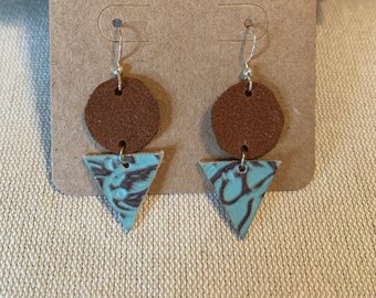 Genuine Leather Statement Earrings with Silver Findings