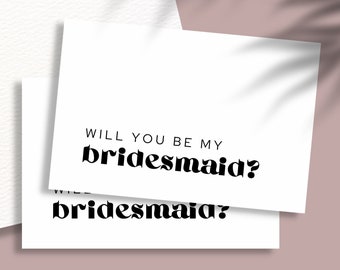 Will You Be My Bridesmaid Proposal Card | Maid Of Honour Proposal Card | Minimalist Wedding Entourage Card | Invitation Card