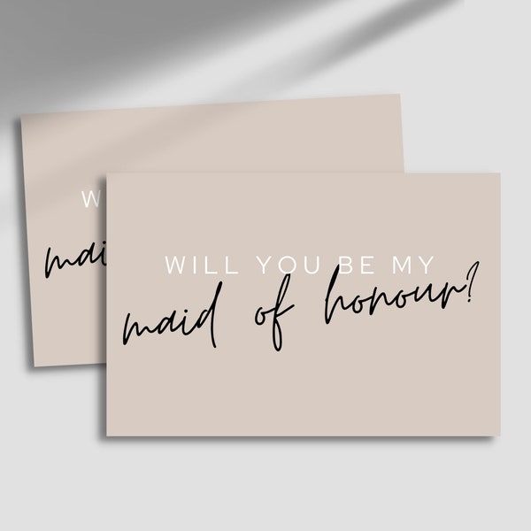 Will You Be My Maid Of Honour Proposal Card | Bridesmaid Proposal Card | Minimalist Wedding Entourage Card | Invitation Card