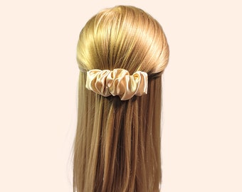 Gold Large French Barrette | Bridesmaid Proposal Gift For Her | Handmade With Satin Fabric & Silver Or Gold Plated Hardware