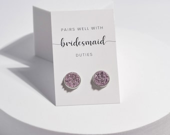 Bridesmaid Earrings Invitation Proposal | Geode Druzy Earrings | Bridesmaid Card Jewellery Gift