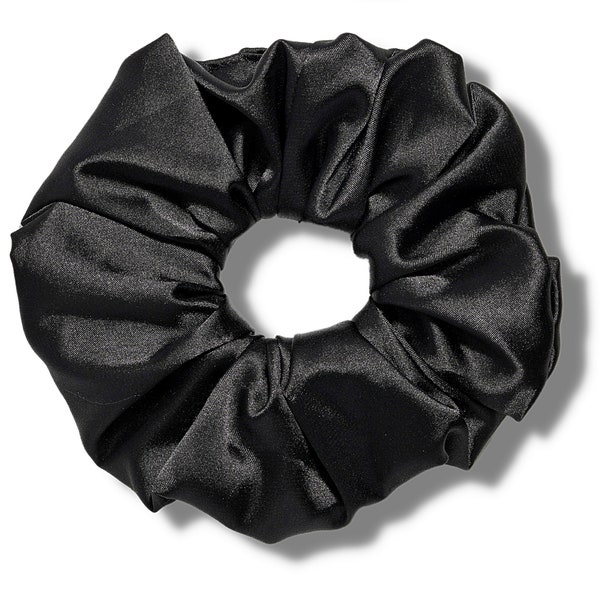 Black Scrunchie Hair Tie | Soft Satin Scrunchie | Gray Elastic Hair Tie Scrunchies | Homemade Scrunchies | Gift For Her | XXL Scrunchie