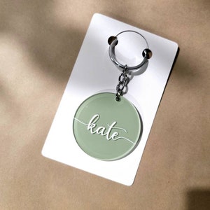 Custom Acrylic Keychain In Sage Green | Personalized Monogram / Letter Keyring Gifts | Custom Bridesmaid Gifts | Wedding Favours