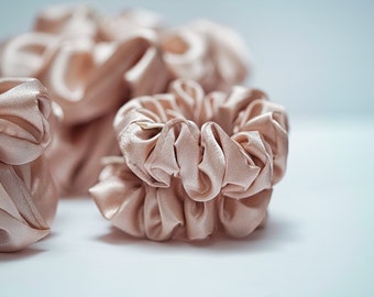 Blush Dusty Rose Scrunchie Hair Tie | Soft Satin Scrunchie | Elastic Hair Tie Scrunchies | Rose Gold | Gift For Her | XXL Scrunchie