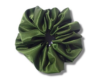 Moss Green Scrunchie Hair Tie | Soft Satin Scrunchie | Green Elastic Hair Tie Scrunchies | Fern Scrunchies | Gift For Her