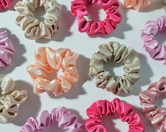 Silky Satin Mini Scrunchies Gift For Flower Girls |  Small Hair Elastics for Ponytail Pig Tails & Braid | Stocking Stuffer Under 10| PMN8248