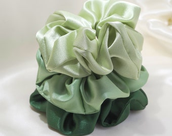 Vert Sauge Scrunchy | Cravate Scrunchie Hair | Soft Satin Scrunchie | Nature Color Elastic Hair Tie | Cadeau pour son | Cadeau de demoiselle d’honneur