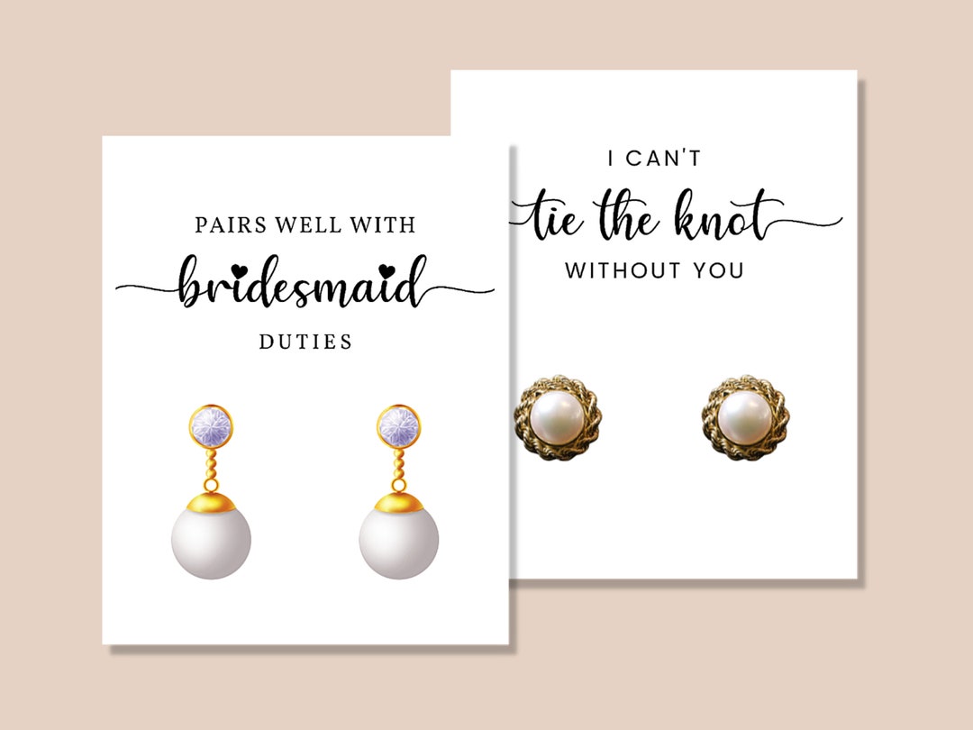 Bridesmaid Proposal Earring Card Customize I Can't Tie the Knot ...