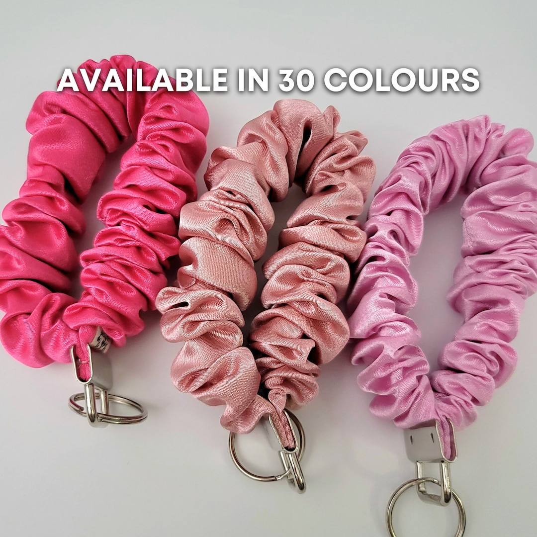 Keyfob Satin Scrunchie Keychain Pink Key Fob Ring Strong Keyring Sturdy