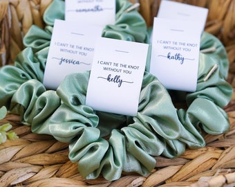 Bridesmaid Proposal Gifts Sage Green | I Can't Tie The Knot | Will You Be My Bridesmaid | Maid Of Honor Proposal Card | Scrunchie Gift