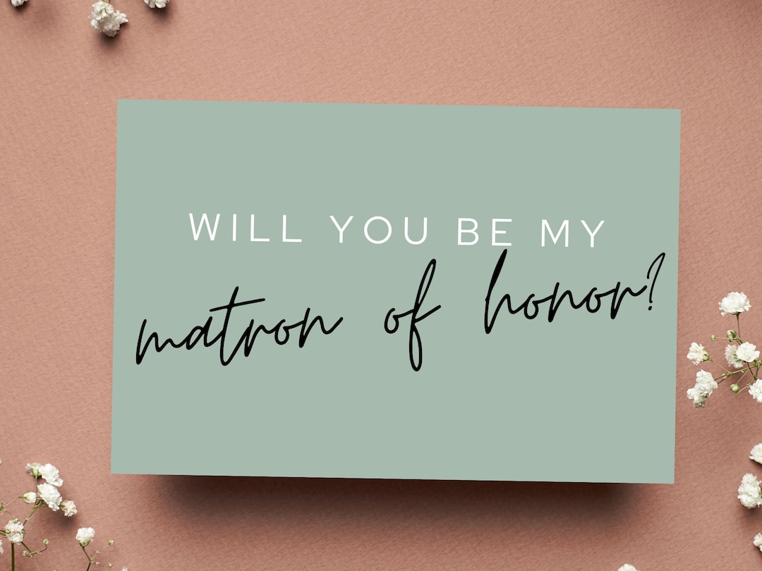 Sage Green Will You Be My Matron of Honor Proposal Card Maid of Honour