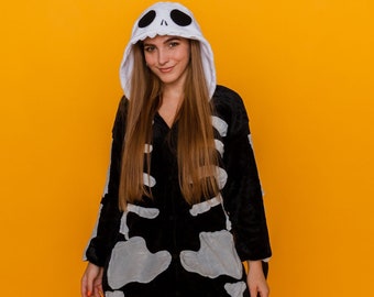 kigurumi, skeleton costume men, skull onesie, softest pajamas, funny pajamas, black onesie, black white onesie, onesie, womens pajamas