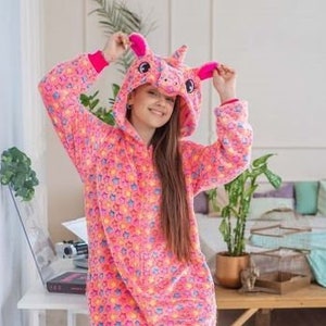 kigurumi, adult unicorn, costume, unicorn pajamas, softest pajamas, hooded pajamas, unisex pajamas, adult cosplay, christmas pajamas, cute