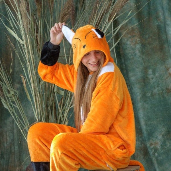 fox onesie, fox pajamas, fox onesie adult, kigurumi, winter pajamas, animal costume adult, womens onesie, unisex pajamas, holiday onesies