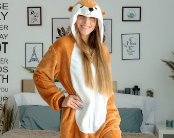 Combinaison à Capuche Unisexe Adulte FunnyCos - Pyjama Ou Déguisement Animal En Flanelle Douce
