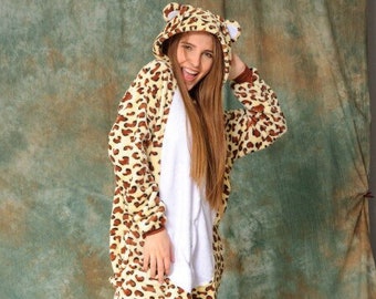 Pijama de leopardo, disfraz de leopardo, kigurumi, pijama unisex, cosplay de animales, disfraz de animal para adultos, disfraz de cosplay, disfraz de animal de zoológico, para mujer