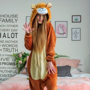 lion onesie, adult lion costume, lion costume adult, kigurumi, mens onesie pajamas, onesie women, pajamas, adult animal costume, onesie