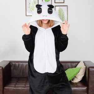 Panda Onesie, Panda Onesie, Panda Bär Onesie, Panda Kostüm, Kigurumi, schwarz weiß Onesie, Damen Onesie, Unisex Pyjamas