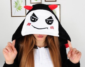 Kigurumi, disfraz de diablo para adulto, pijamas navideños, pijamas