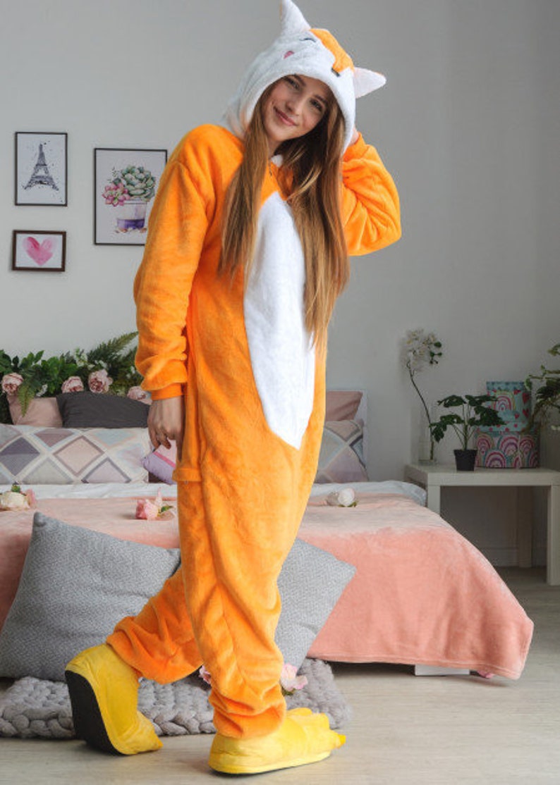 Fox Onesie Adult Fox Onesie Fox Pajamas Kigurumi Fleece Etsy